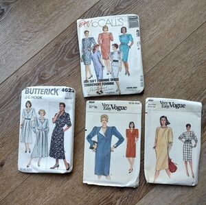 Vintage 1980s Vogue Butterick McCalls Women's Sewing Patterns Dresses